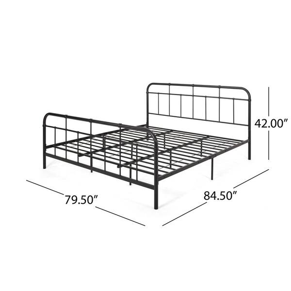 Noble House Berthoud Flat Black Metal King Bed Frame 70708 Noble House Berthoud Flat Black Metal, King Size Metal Hospital Bed Frame
