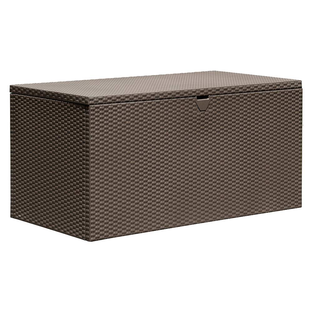 Espresso Metal and Wicker Outdoor Storage Deck Box