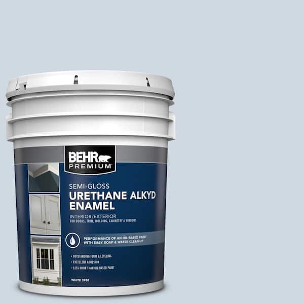 BEHR PREMIUM 5 gal. #S520-1 Pale Cornflower Urethane Alkyd Semi-Gloss Enamel Interior/Exterior Paint
