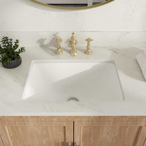 DEERVALLEY Ursa 18.11 in. Undermount Rectangular Bathroom Sink with Overflow Drain in White Vitreous China
