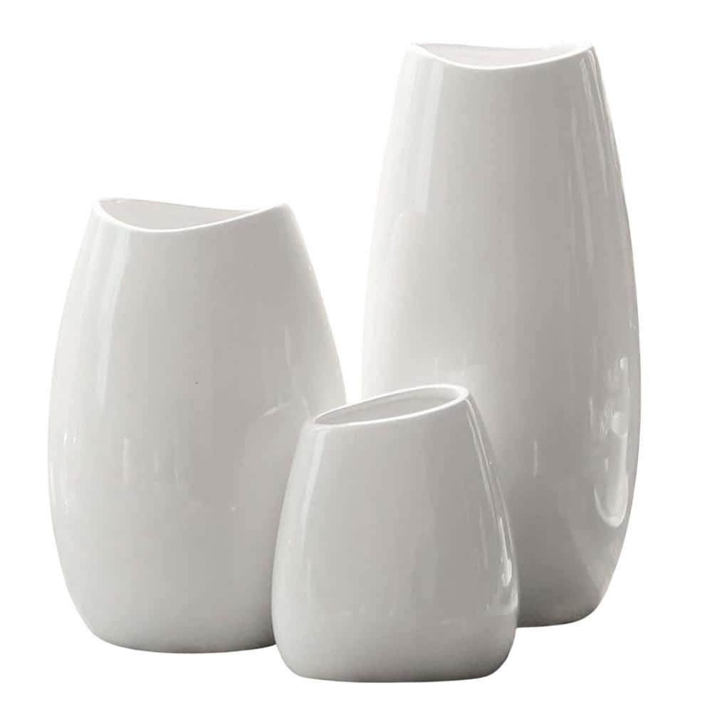 Afoxsos Ceramic Vase Set of 3 White Flower Vase for Home Decor