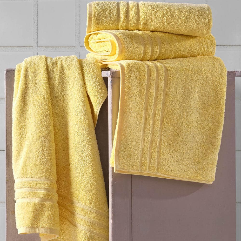 Hawmam Yellow Turkish Cotton 4-Piece Bath Towel Set