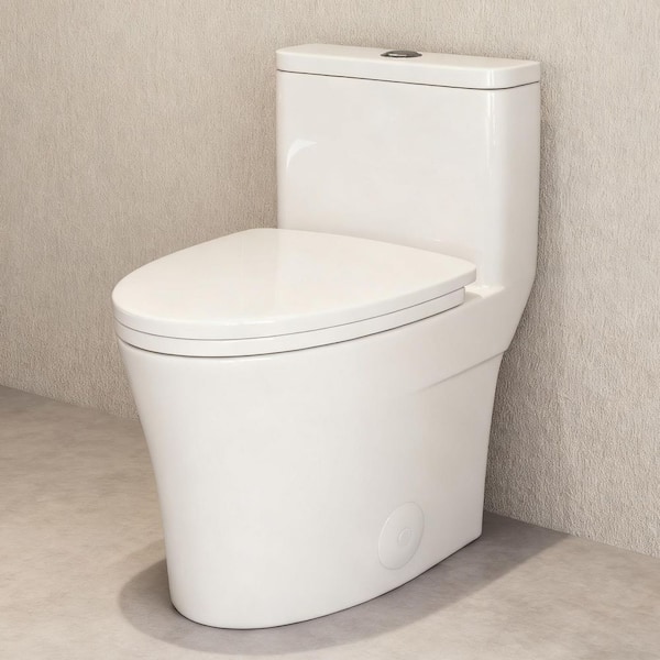 1-Piece 12 in. Rough In 1.1/1.6 GPF Dual Flush Elongated Toilet in White with Quick-Release Seat
