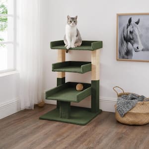 Green Cat Tree for Large Cats, Cat Activity with Scratching Post, Cat Tower for Large Cats, 3 Level Cat Play Perch