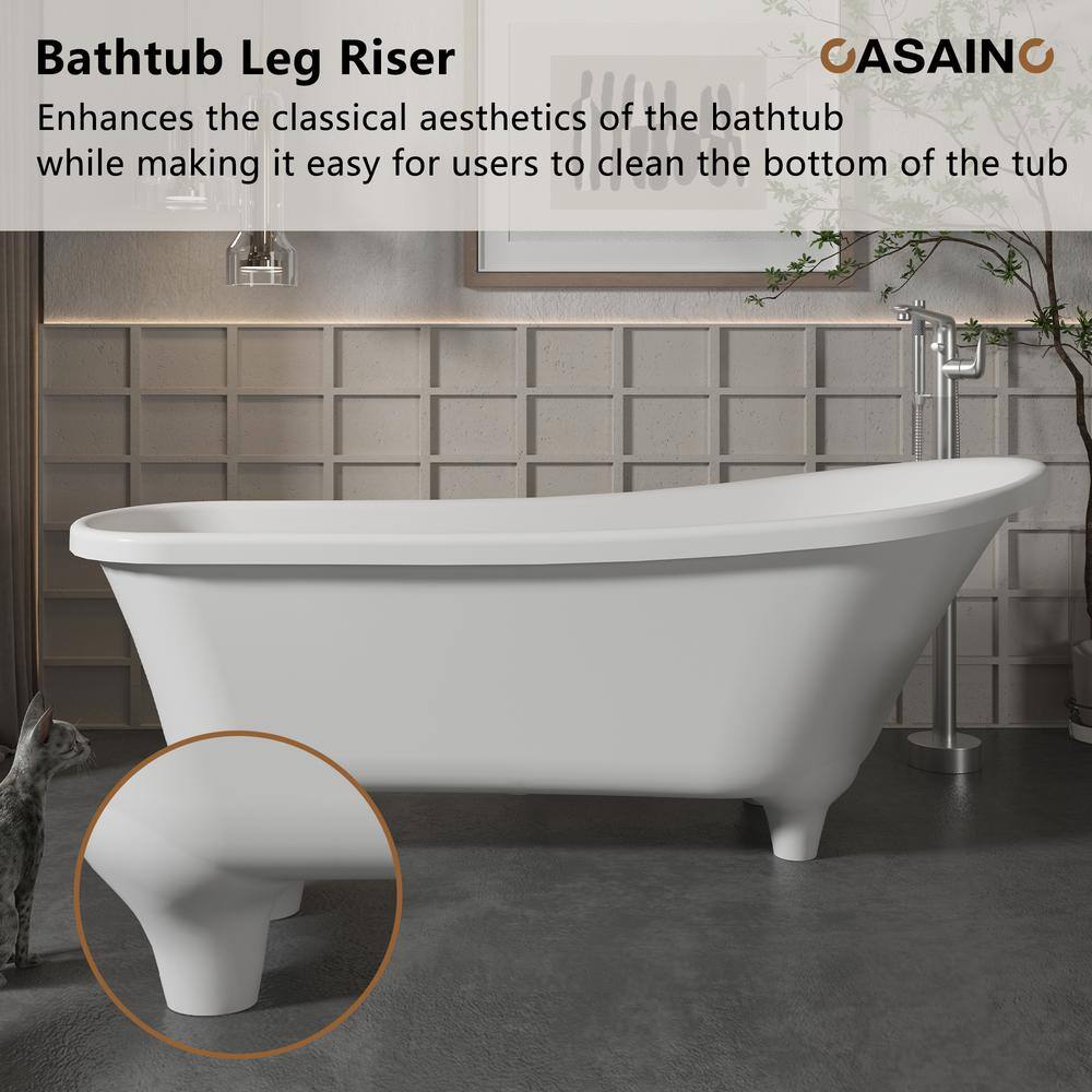 67.72" White Solid Surface Freestanding Soaking Bathtub