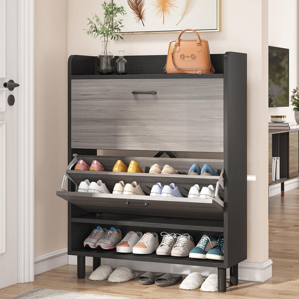 BYBLIGHT 55 in. H x 25 in. W White 24-Pairs Shoe Storage Cabinet, 8-Tier Shoe  Rack BB-XK00039GX - The Home Depot