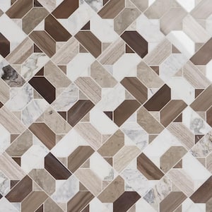 Sheba Russet Brown 12.83 in. x 12.83 in. Polished Marble Luxury Mosaic Floor and Wall Tile 1.14 sq. ft./Each