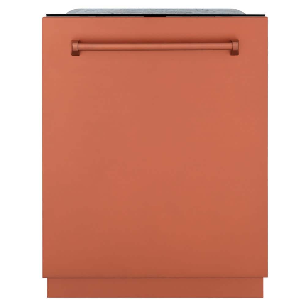 ZLINE Kitchen and Bath Monument Series 24 in. Top Control 6-Cycle Tall Tub Dishwasher with 3rd Rack in Copper, Brown
