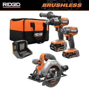 18V Brushless Cordless 2-Tool Combo Kit w/ (2) Batteries, Charger, Bag & Subcompact Brushless 6-1/2 in Circular Saw