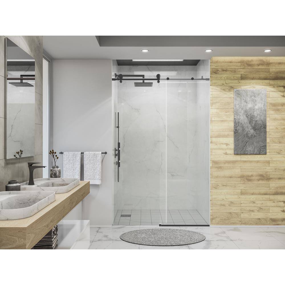 Holcam Eclipse 48 in. W x 74 in. H Frameless Sliding Shower Door in