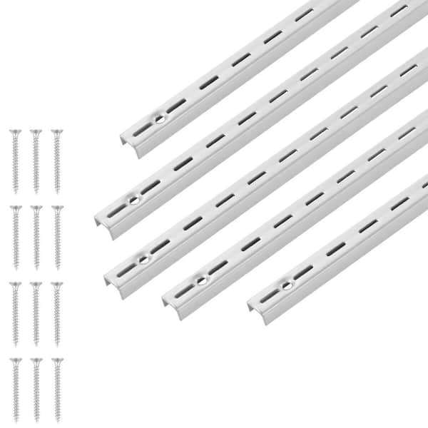 39 in. Shelf Pilaster, 10-Pack Wall-Mounted Shelving System, 38.98 in. L, Single Slot Rails, 40 Screws, Silver