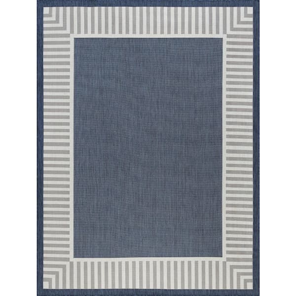 Tayse Rugs Eco Navy 4 ft. x 5 ft. 3 in. Outdoor Area Rug