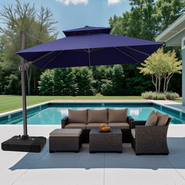11-ft auto-tilt octagon patio umbrella 11' Auto Tilt Outdoor | 132 Width x 132 Depth x 105.4 HeightPole Diameter Galtech 779 8x11' Oval Deluxe