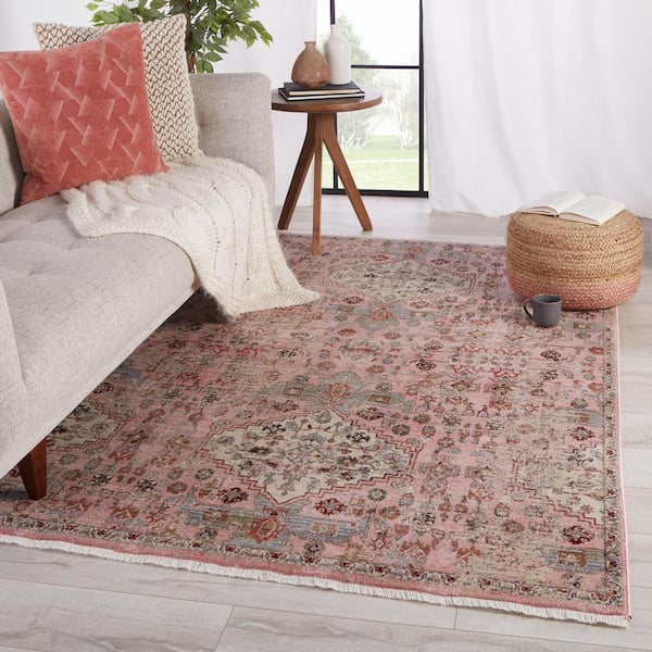 Kerta Pink/Beige 5 ft. x 8 ft. Medallion Area Rug