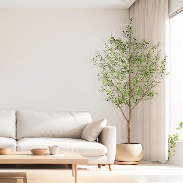 10 ft. Artificial Olive Tree with Natural Wood Trunk for Home