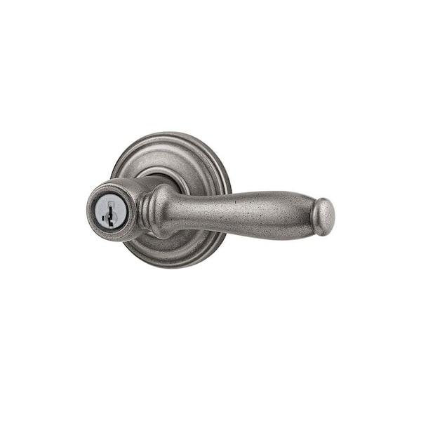 Kwikset Ashfield Rustic Pewter Entry Door Lever Featuring SmartKey