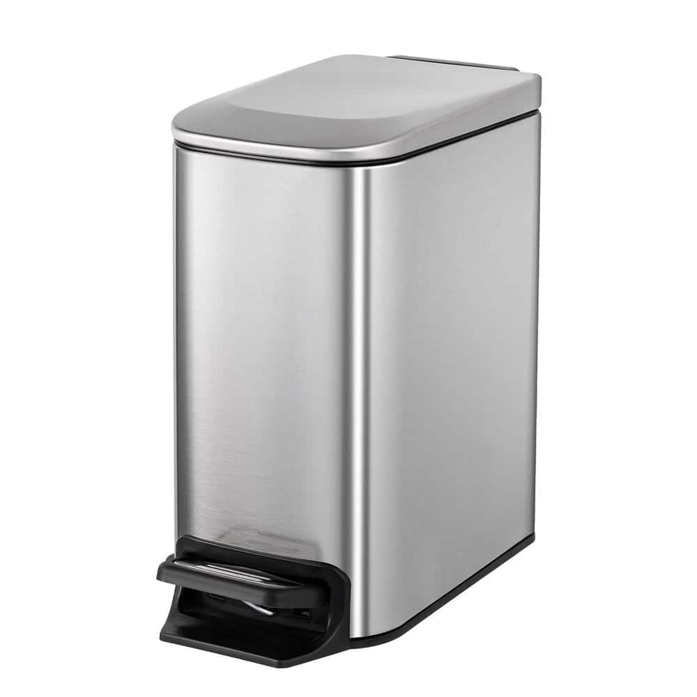 ITOPFOX Bathroom 1.6 Gal. Silver Metal Household Trash Can Step Lid ...