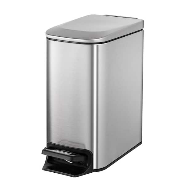 ITOPFOX Bathroom 1.6 Gal. Silver Metal Household Trash Can Step Lid