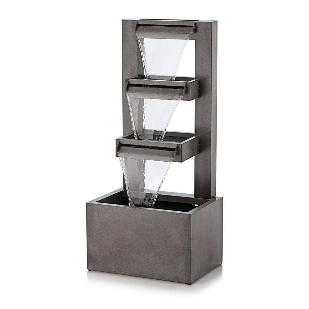 Alpine 43" Zinc Industrial Tiered Waterfall Fountain