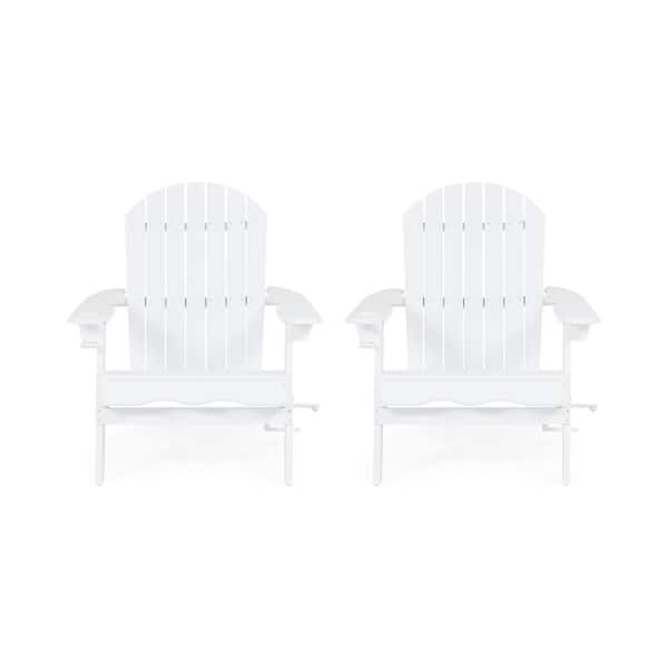 Lissette White Foldable Wood Outdoor Patio Adirondack Chair (2-Pack)
