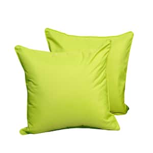 Center Green Polyester Fabric Square Outdoor Throw Pillows (2-Pack)