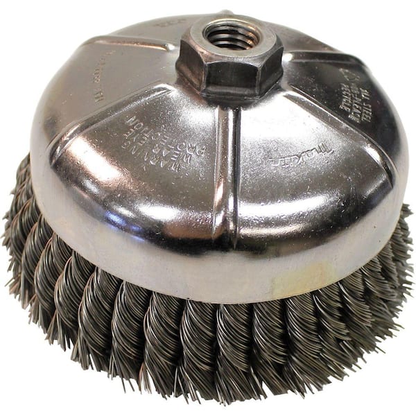 Makita 6 in. Knot Wire Cup Brush, 5/8"‑11 arbor for use with Angle Grinders