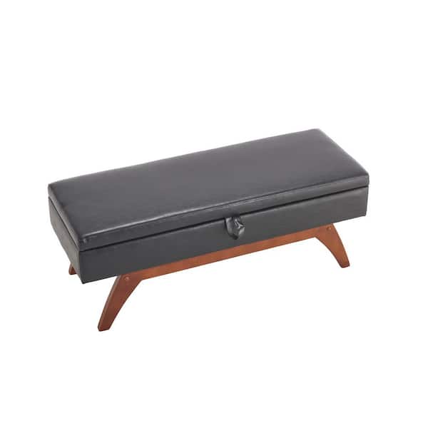 Modern Black PU Leather bed end stool with storage function