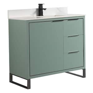 Opulence 36 in. W x 18 in. D x 33.5 in. H Bath Vanity in Mint Green with White Carrara Single sink Top