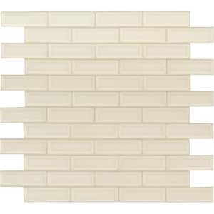 Antique White Beveled 12 in. x 12 in. Glossy Ceramic Patterned Look Wall Tile (10 sq. ft./Case)