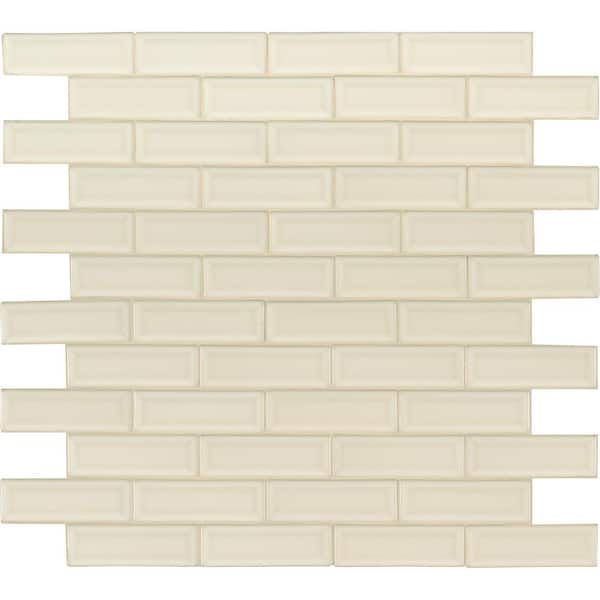 MSI Antique White Beveled 12 in. x 12 in. Glossy Ceramic Patterned Look Wall Tile (10 sq. ft./Case)