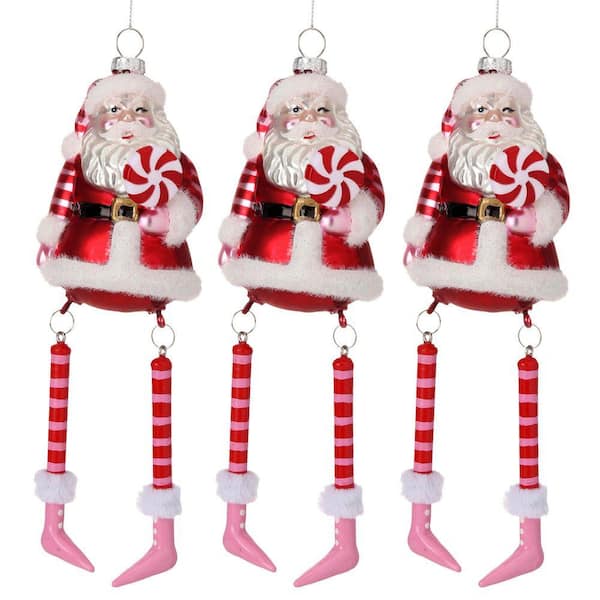 9 in. Glass Sants With Dangling Legs Ornament (Set of 3)