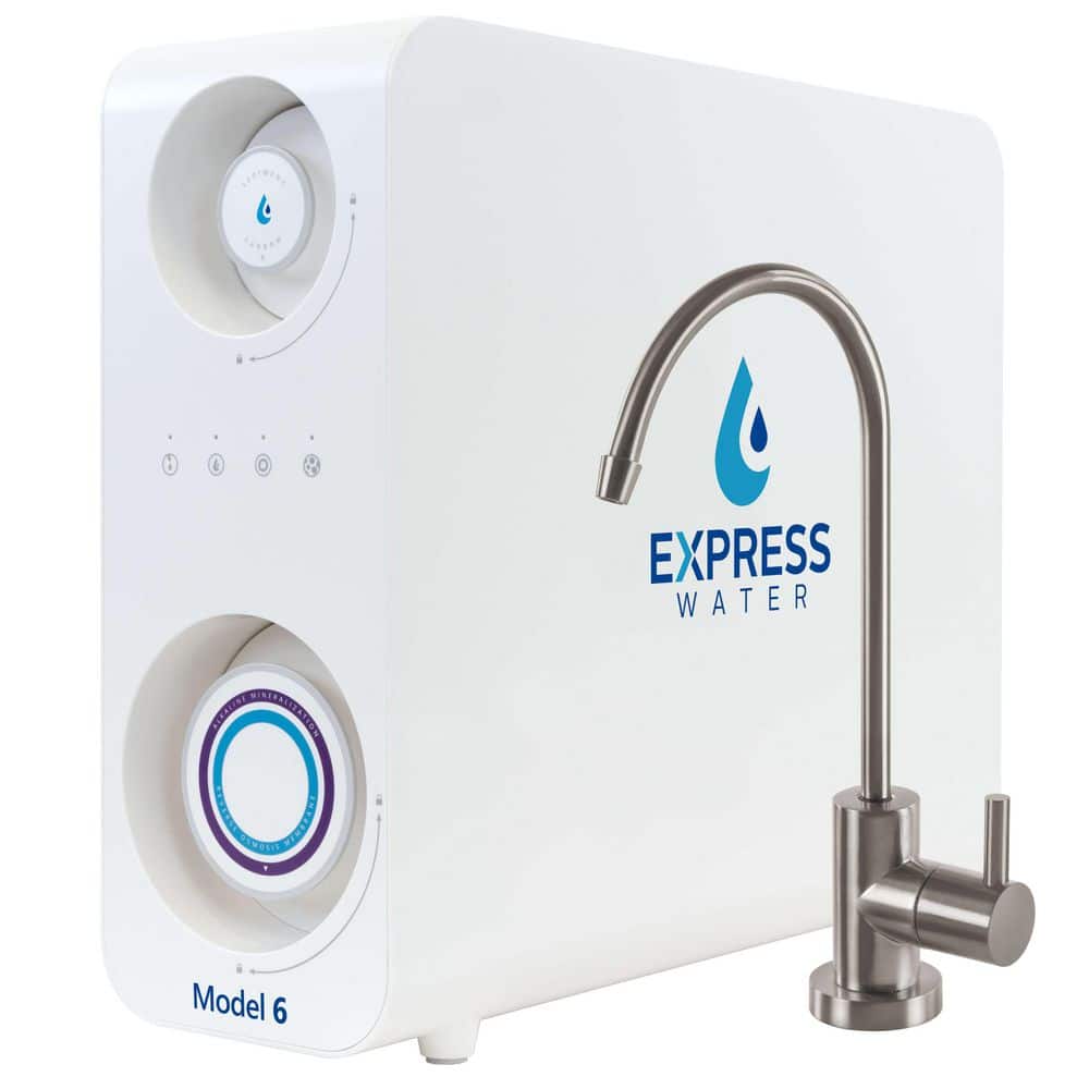 Tankless Reverse Osmosis Water Filtration System with Alkaline Remineralizer, 600 GPD, Brushed Nickel, 2:1 Pure to Drain