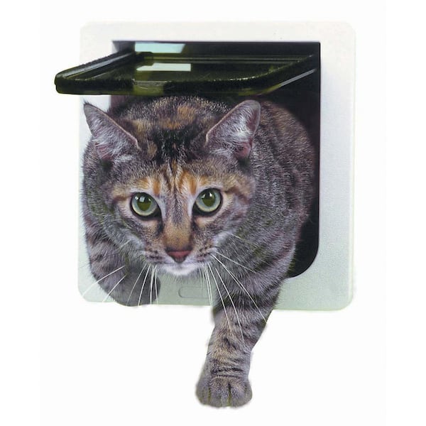 Cat Flap White Ideal_Pet_Products Aluminum Sash Window Pet Door Adjustable Width 23 to 28 6.25 x 6.25 Flap Size