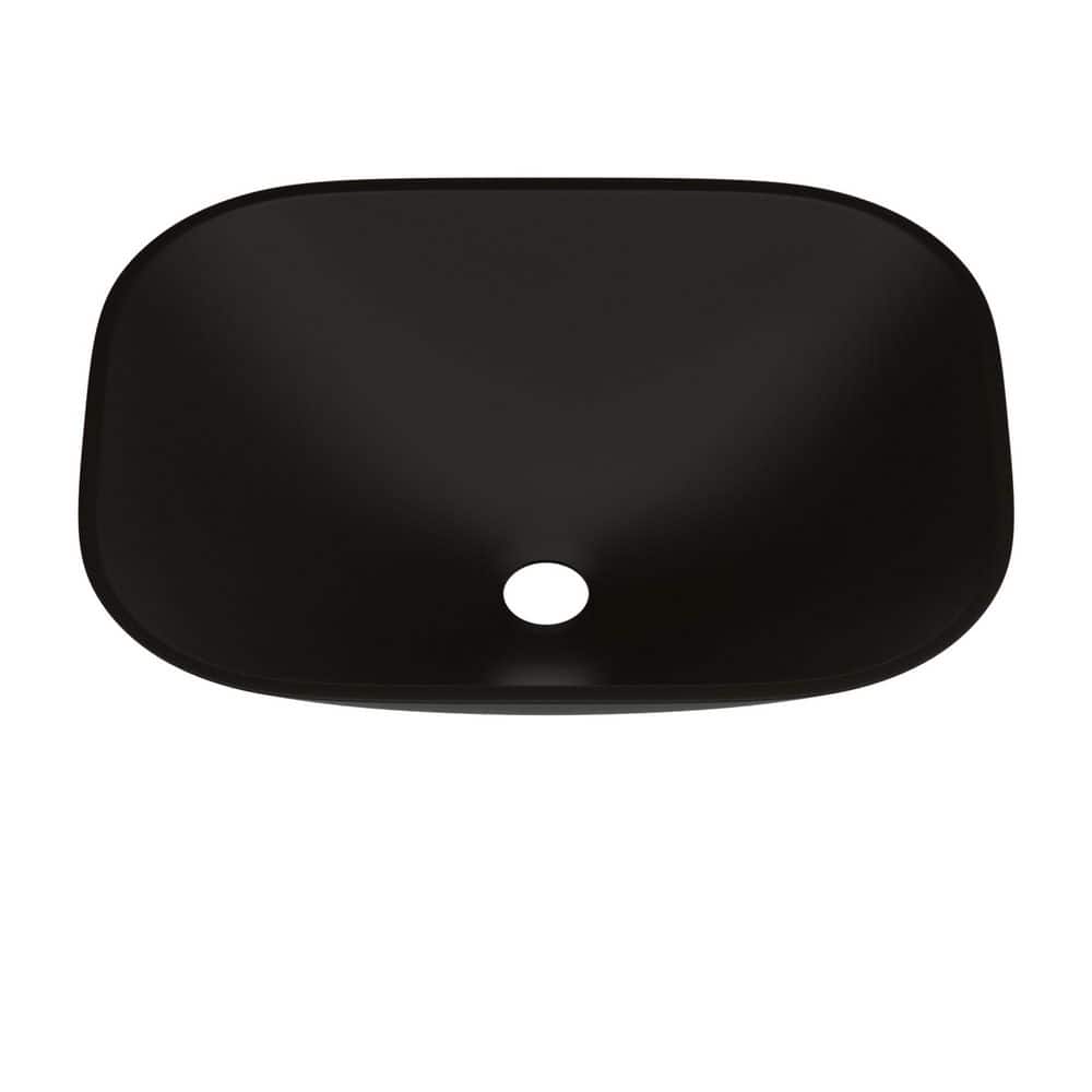 18.50 in. Vessel Bathroom Sink 14.37 in in Matte Black Tempered Glass with Faucet and Pop-up Drain price history on PriceWatchPro