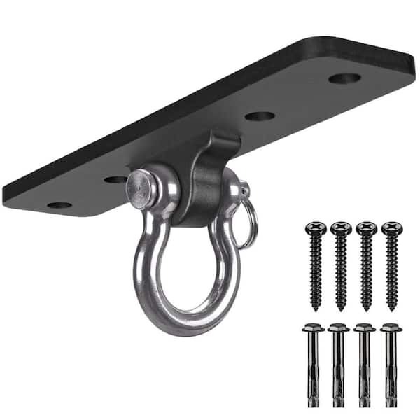 600 lbs. Ceiling Mount Swing Hanger Buckle for Porch Swing Hammock Chair Yoga Silk Gymnastic Ring, Black (1-Pack)