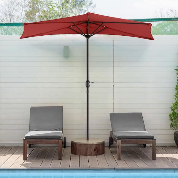 half round market patio umbrella Pure Garden with Easy Crank  Compact 9ft Semicircle Outdoor Shade Canopy for Balcony, Porch, or Deck (Terracotta) : Patio, Lawn & Garden so you can relax outdoors on hot summer days Pure Garden 9 ft. Half