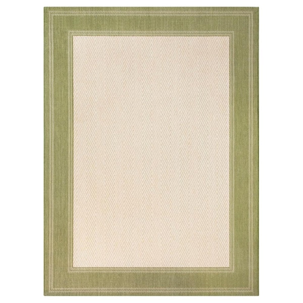 Hampton Bay Border Green/Beige 8 ft. x 10 ft. Indoor/Outdoor Area Rug ...