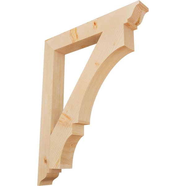 Ekena Millwork 3.5 in. x 38 in. x 30 in. Douglas Fir Balboa Traditional Smooth Bracket