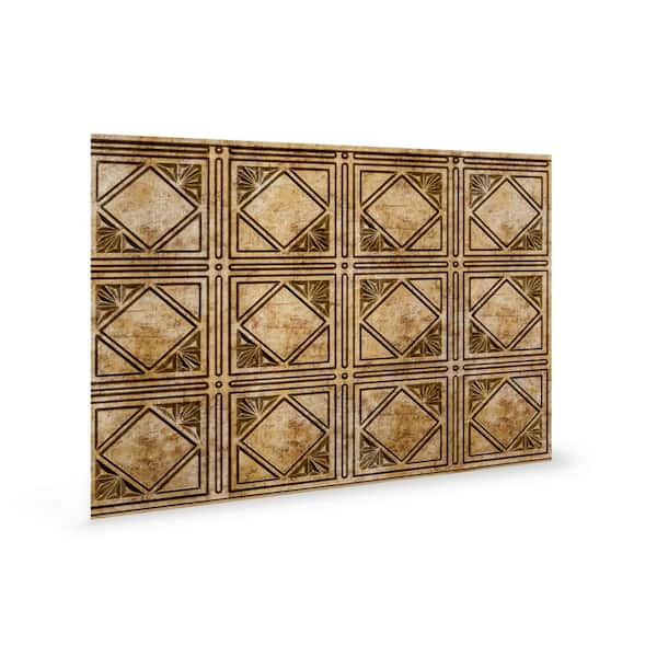 INNOVERA DECOR BY PALRAM 18.5 in. x 24.3 in. Artnouvo Decorative 3D PVC Backsplash Panels in Bronze 30-Pieces
