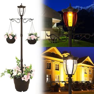 Kenwick 1-Light Outdoor Black Integrated LED Lamp Post and Planter