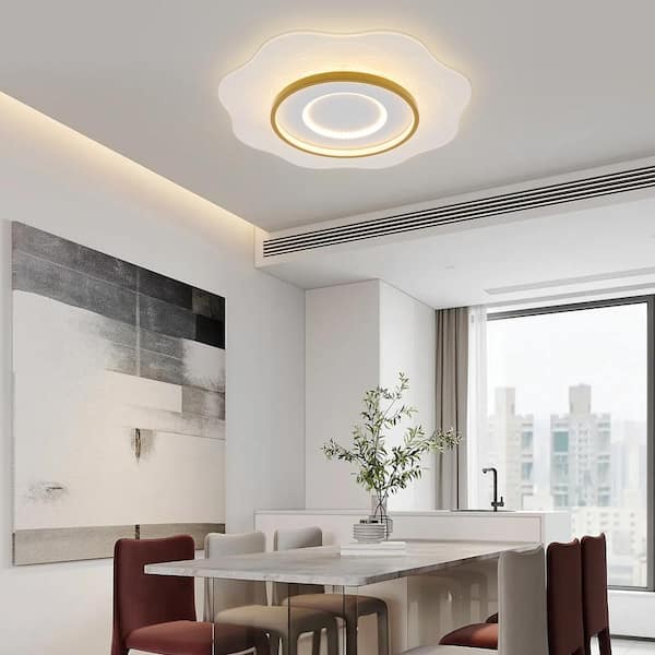 OUKANING 23.62 in. 1-Light White Modern Creative Wave Design