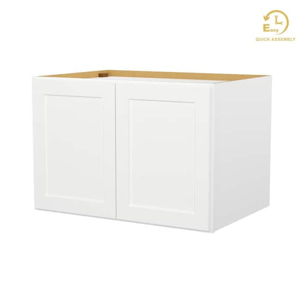 Easy-DIY 36 in. W x 24 in. D x 24 in. H in Shaker White Ready to Assemble Wall Refrigerator Kitchen Cabinet with 2 Doors