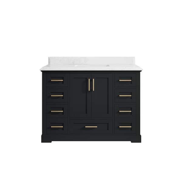 Willow Collections Boston 48 in. W x 22 in. D x 36 in. H Single Sink Bath Vanity in Wrought Iron with 1.5 in. Empira White qt. Top