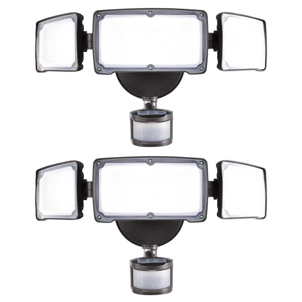 40-Watt 3800 Lumen 180° 3 Head Bronze Motion Sensor Dusk to Dawn Outdoor Light Integrated LED Flood Light 2 Pack price history on PriceWatchPro