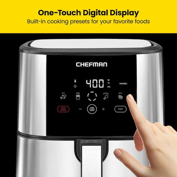 Chefman 5 Qt. Digital Air Fryer with Temperature Probe, 8 Customizable  Cooking Presets, Large Easy-View Window RJ38-SQPF-5T2P-W - The Home Depot