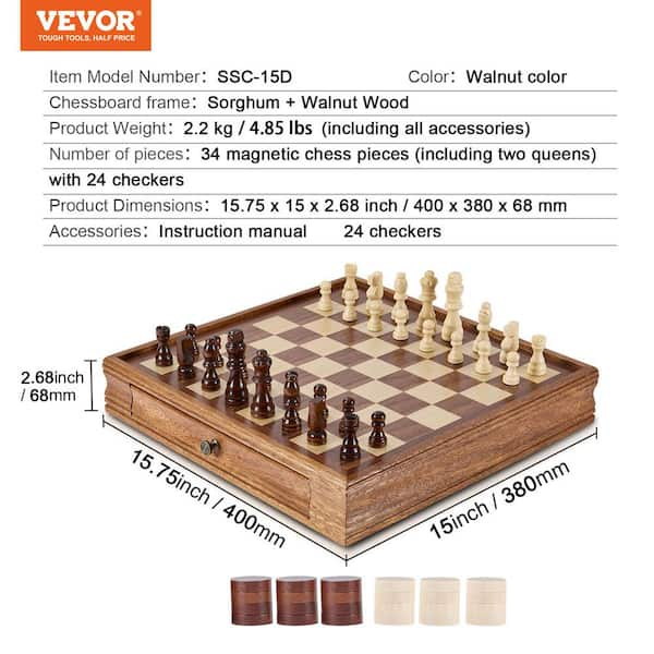 Vintage shops Chess/Checkers Board Black/White Artistic Wooden Foldable