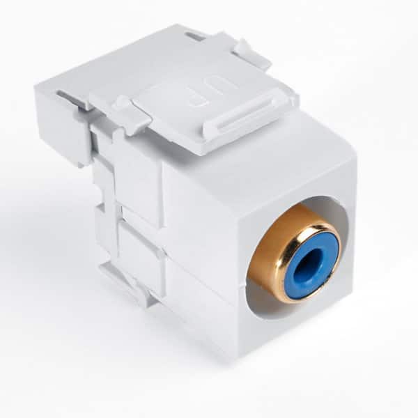 QuickPort RCA 110-Type Connector with Blue Barrel, White 40735-RLW