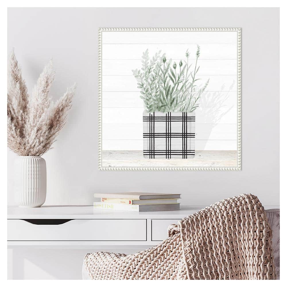 Lavender Blossom in Modern Pot II White Canvas Wall Art