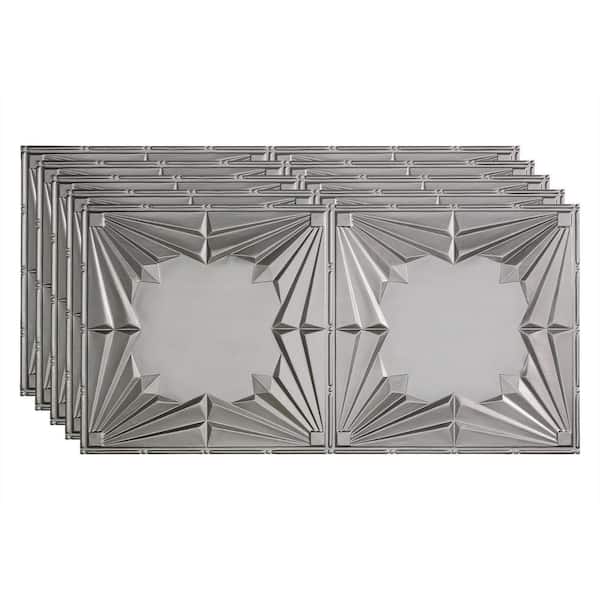 Fasade Art Deco 2 ft. x 4 ft. Glue Up Vinyl Ceiling Tile in Argent Silver  (40 sq. ft.) PG5509 - The Home Depot