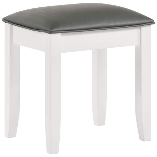 Coaster Felicity 18 in. Metallic and Glossy White Backless Wood Frame Vanity Stool with Leatherette Seat